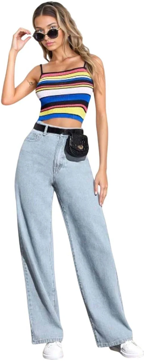 Ice Wash Baggy Wide Jeans