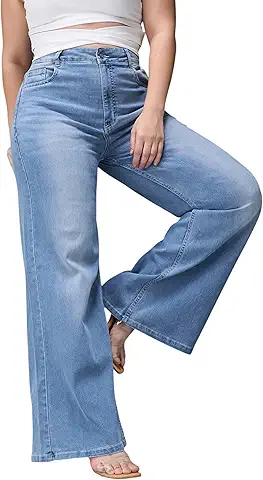 Washed Blue Wide-Leg Jeans